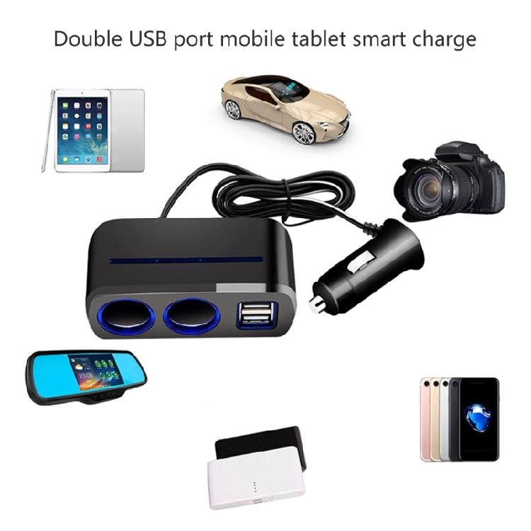 Автомобильный разветвитель прикуривателя с 2 розетками, USB-зарядкой, адаптер 12 В/24 В с USB-портом