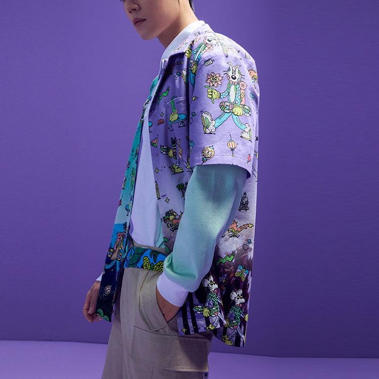 Li Ning X STEVEN HARRINGTON Футболки для скейтборда Унисекс Многоцветная Воротник Умеренная рубашка ASHR139-1