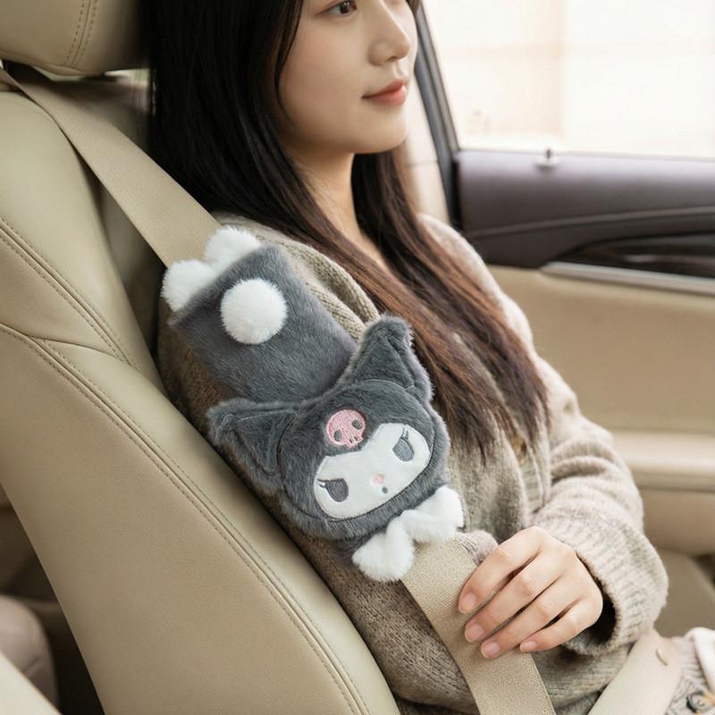 Hello Kitty Car Seat Set Plush Pillow Blanket Seatbelt Shoulder Strap For Kids