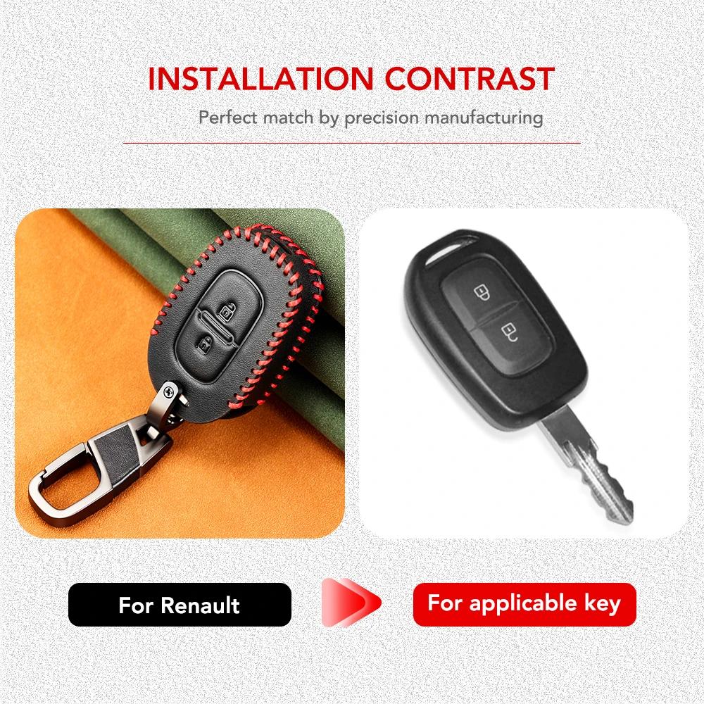 2 кнопки кожаный автомобильный пульт дистанционного управления брелок чехол для Renault Kwid Traffic Symbol Dacia Sandero Logan Duster 2016 2017 2018 Shell