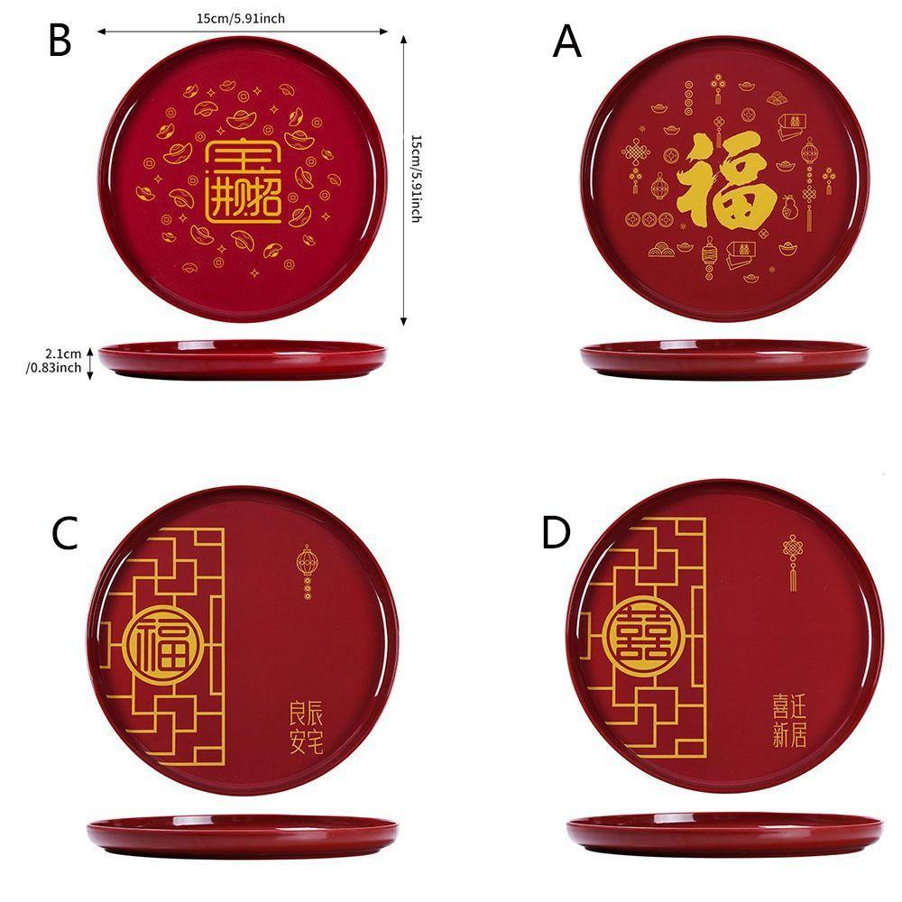 Red Large Capacity New Year Fruit Tray Plastic Exquisite Candy Storage Box Dessert Nuts Tea Table Snacks Tray