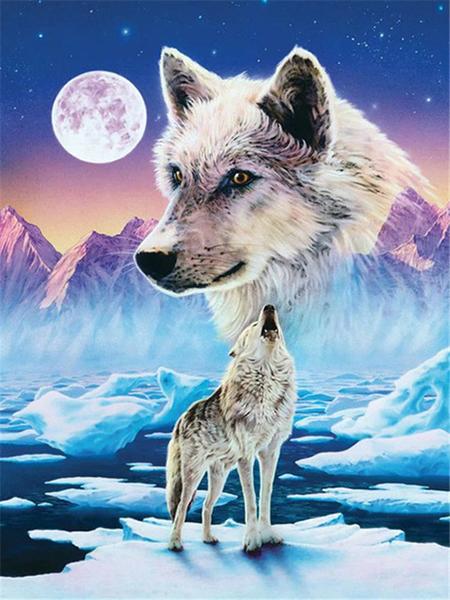Diy 5d полная алмазная живопись, вышивка животных, квадратная круглая дрель, лес, лунный свет, волк, мозаика, украшение для мебели, подарок для хобби