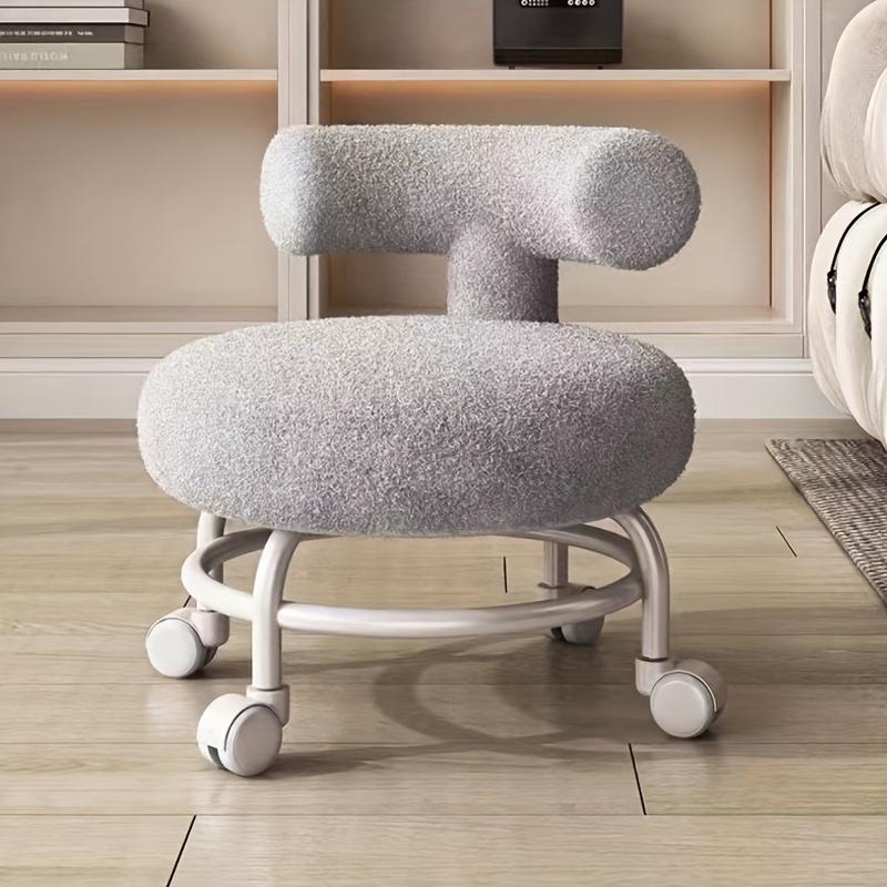 Круглый табурет на роликах со спинкой, табурет для красоты, макияжа, тату-салона, спа-табурета, кресло для ленивой работы по дому