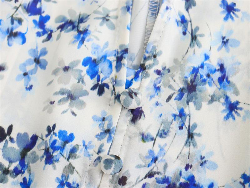 Spring 2024 European & American Style Satin Print Shirt and Midi Skirt Set for Women