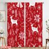 2pcs,2D plane printing Curtain Popular Christmas reindeer and bells Durable 100% Polyester Fabric (without rod) Decorations