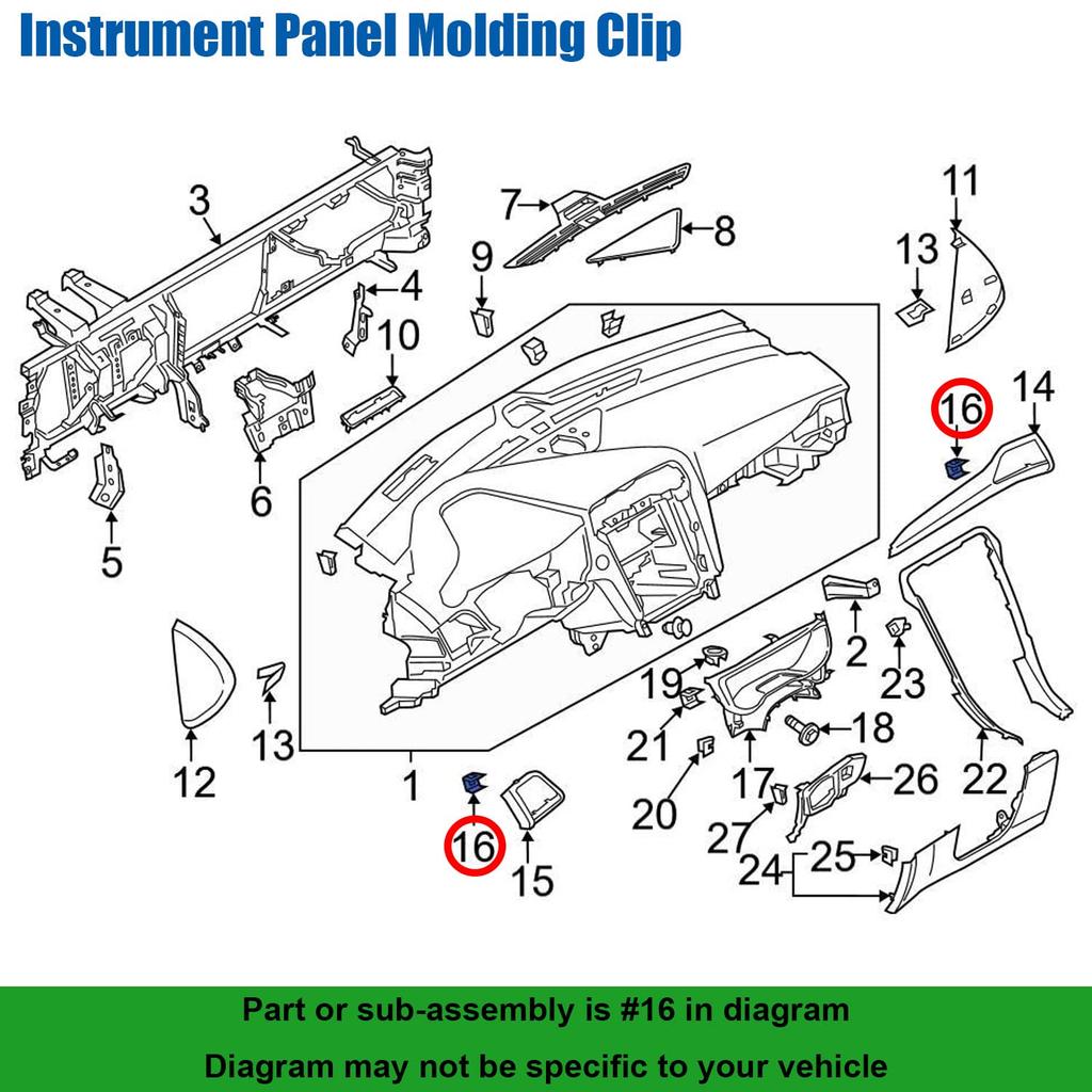 OAUTOO 30pcs Center Console Radio DVD Dash Panel Switch Bezel Clip Body Trim Retainer for Ford W714972-S300, GM 94748652