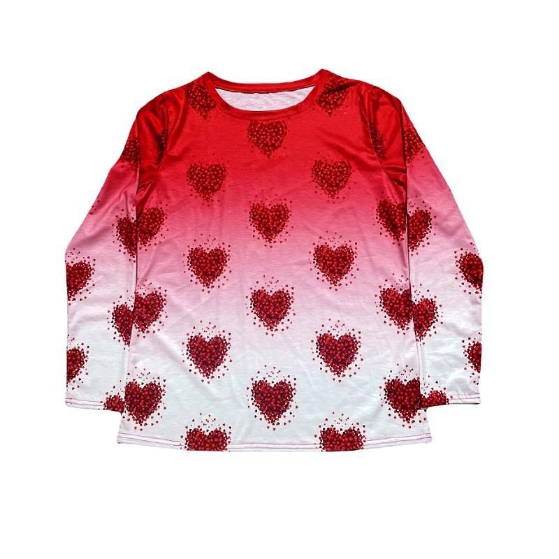 Весна-лето Женская футболка с круглым вырезом и длинными рукавами с принтом «Любовь», повседневный топ с 3D-принтом