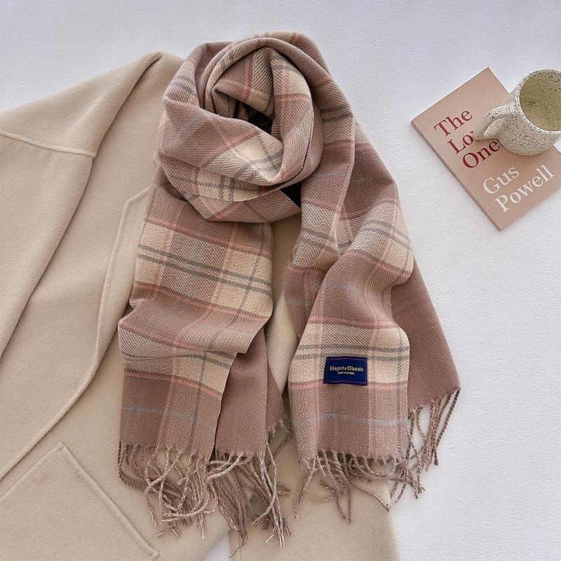 Осень и зима новый универсальный шарф женский утолщенный вязаный толстый бахромчатый теплый шарф имитация кашемира шаль