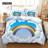 Trendy Pastel Colors Rainbow Bedding Set Baby Kids Duvet Cover 150x210 135x200 With Pillowcases And Zipper