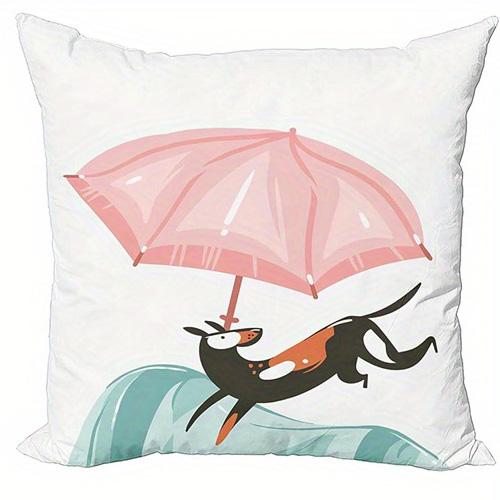 Cute Summer Scene Double-Sided Printed Pillow Cover Short Plush Suitable Living Rooms Bedrooms Sofas Throw Cushion Cover