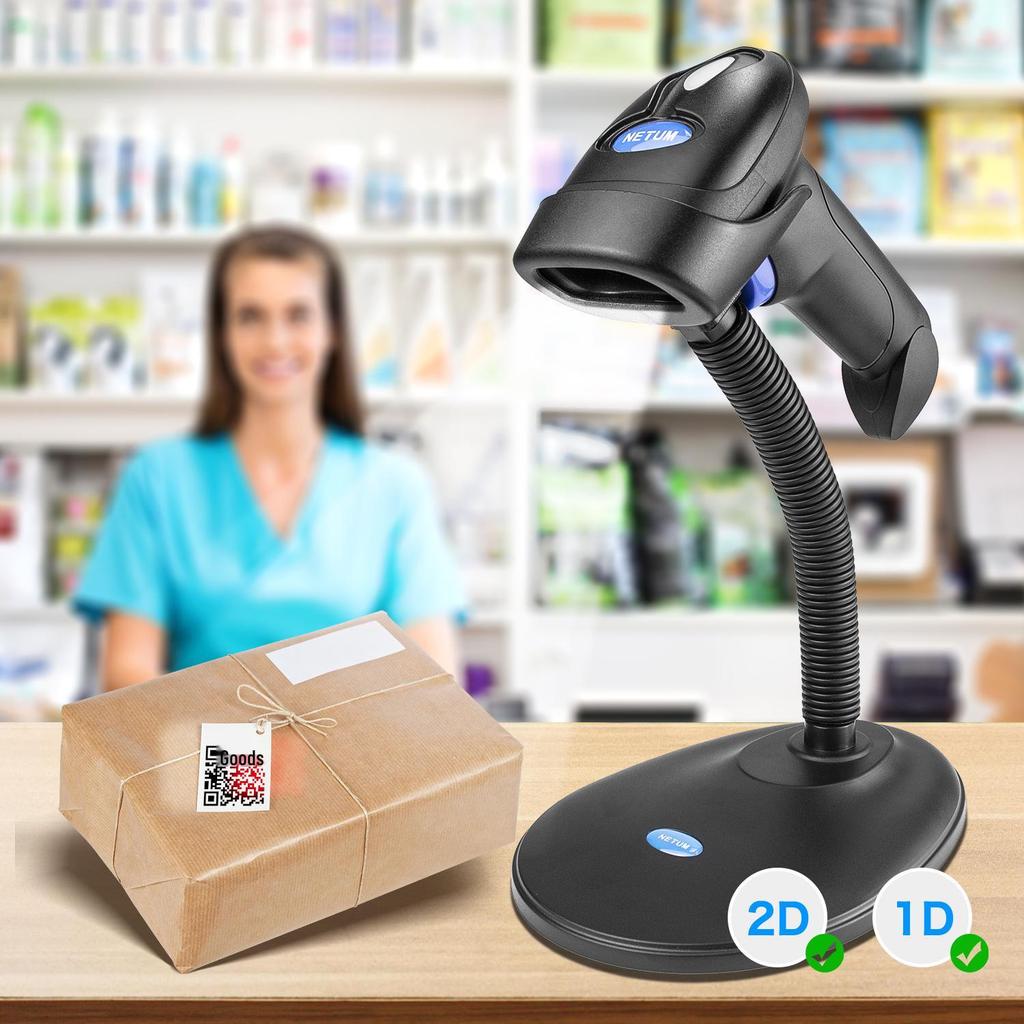NETUM Bluetooth Wireless Barcode Scanner for 1D/2D Codes – Retail & Supermarket Self-Induction