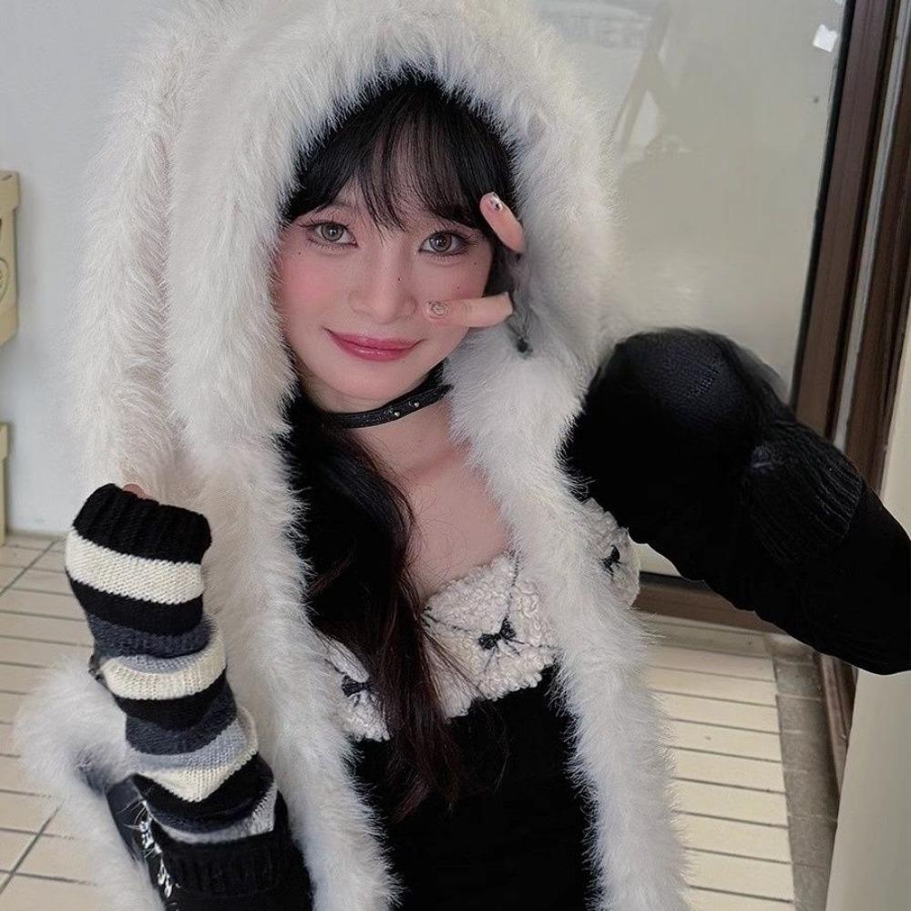 Темперамент Милый Плюшевый Симпатичный Зимний Утепленный Защита Ушей Холодные Уши Теплый Интегрированный Шарф Шапка