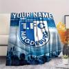 1PC Custom Name FC Magdeburg Patterned Flannel Blanket Suitable For All Seasons for Home Decor Warmth and Comfort Gifts Holiday Present