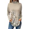Women's Fashionable Casual High Neck Printed Long Sleeve T-Shirt Pullover Top