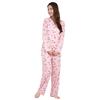 SAZAC Hello Kitty Shirt Powder Long Sleeve and Pants Dot Hello Kitty Design Pajamas, Stretch, Women's, Set, Loungewear, (Apricot/L/SAN1786)