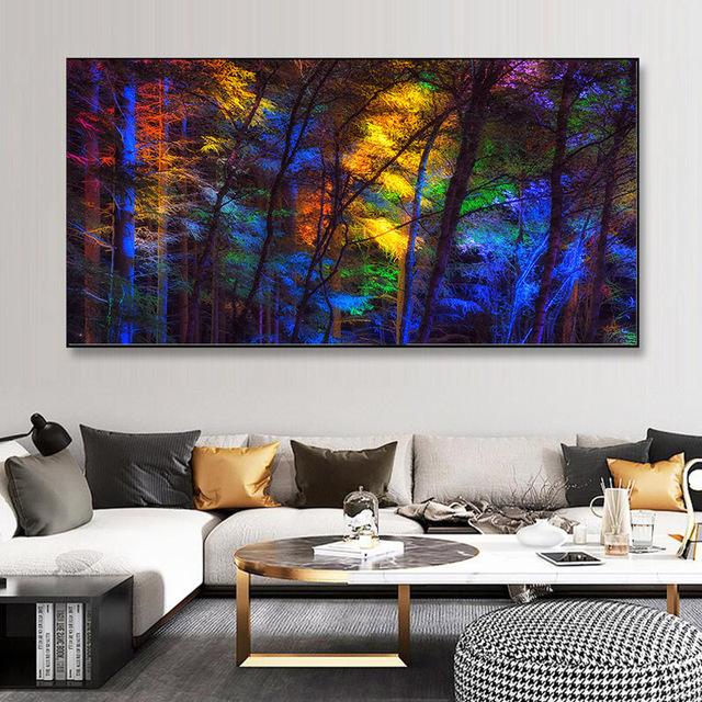 Холст с изображением восхода леса, современные постеры с природными пейзажами и принтами, настенные художественные картины для гостиной, домашний декор, без рамки