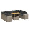 10 Piece Garden Sofa Set with Cushions Grey Poly Rattan