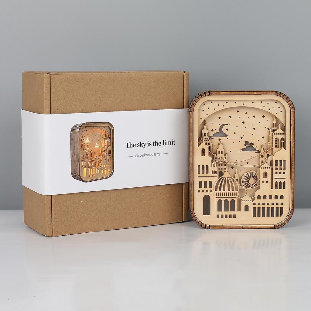 3D светодиодный ночник, современная деревянная настольная лампа, 3D полая резьба по дереву, ночник для спальни для детей, настольная декоративная лампа, подарок