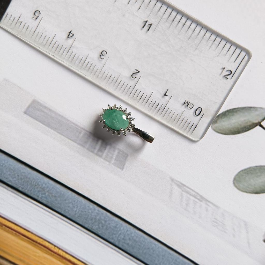 Серебряная подвеска с изумрудом, фианитами (2188087)