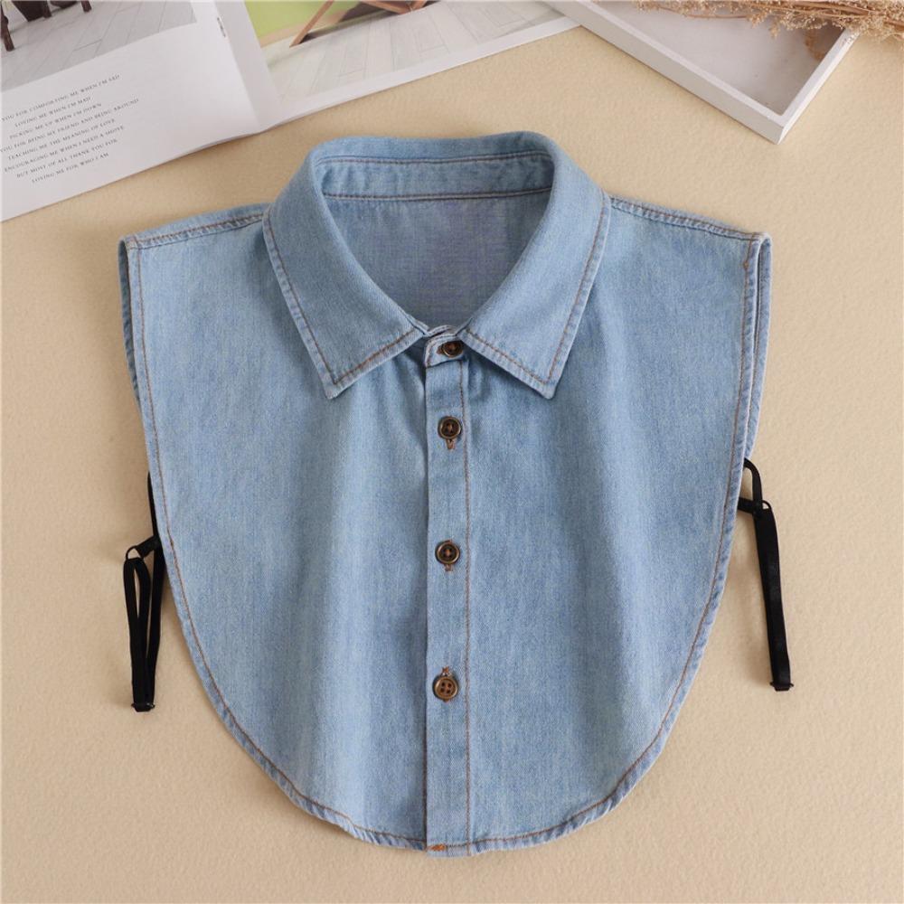 Detachable Denim Fake Collar Sharp Collar False Blouse Collar Adjustable Neckline Decorative Shirt