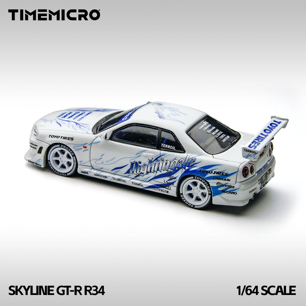 TimeMicro 1:64 Skyline GT-R R34 Drifting Blaze Alloy Model