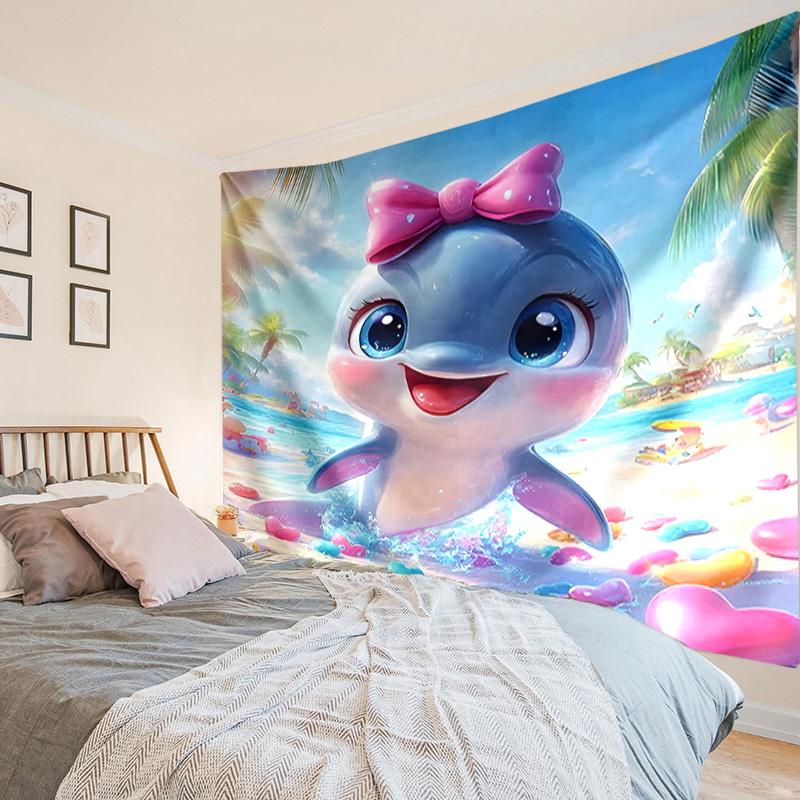 Dolphins In Starry Sky Tapestry, Unique Design Tapestry, Wall Decor for Bedroom,Livingroom, Playroom,Heartwarming Fan Holiday Gifts