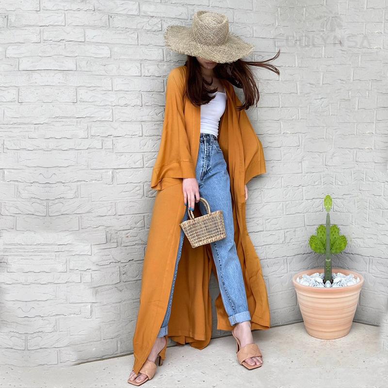 Sexy Short Sleeve Front Open Self Belted Long Kimono Dress Summer Clothes For Women Beach Wear Bathing Suit Cover Up Q1357