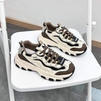 Модная женская повседневная обувь Классические громоздкие кроссовки для бега и ходьбы Женская обувь на толстой подошве со шнуровкой