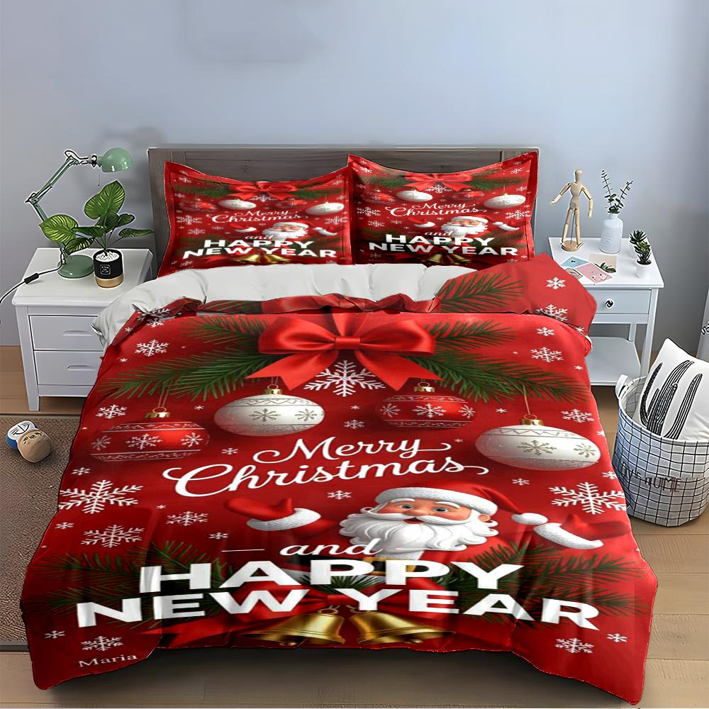 Merry Christmas and Happy New Year Bedding Bedding set (1 duvet cover, 2 pillowcases, duvet not included)