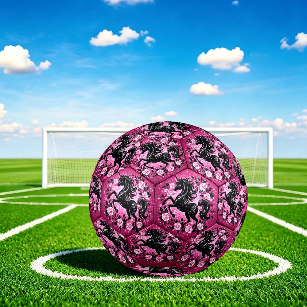 1pc Unicorn Sparkle Garden Theme Soccer Ball Football, Size 5, Lightweight PVC, Outdoor Training Soccer Ball,Gift c6513