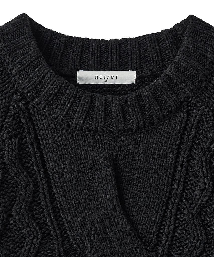 NOIRER Heavy Multi-Cable Oversized Sweater (Black)