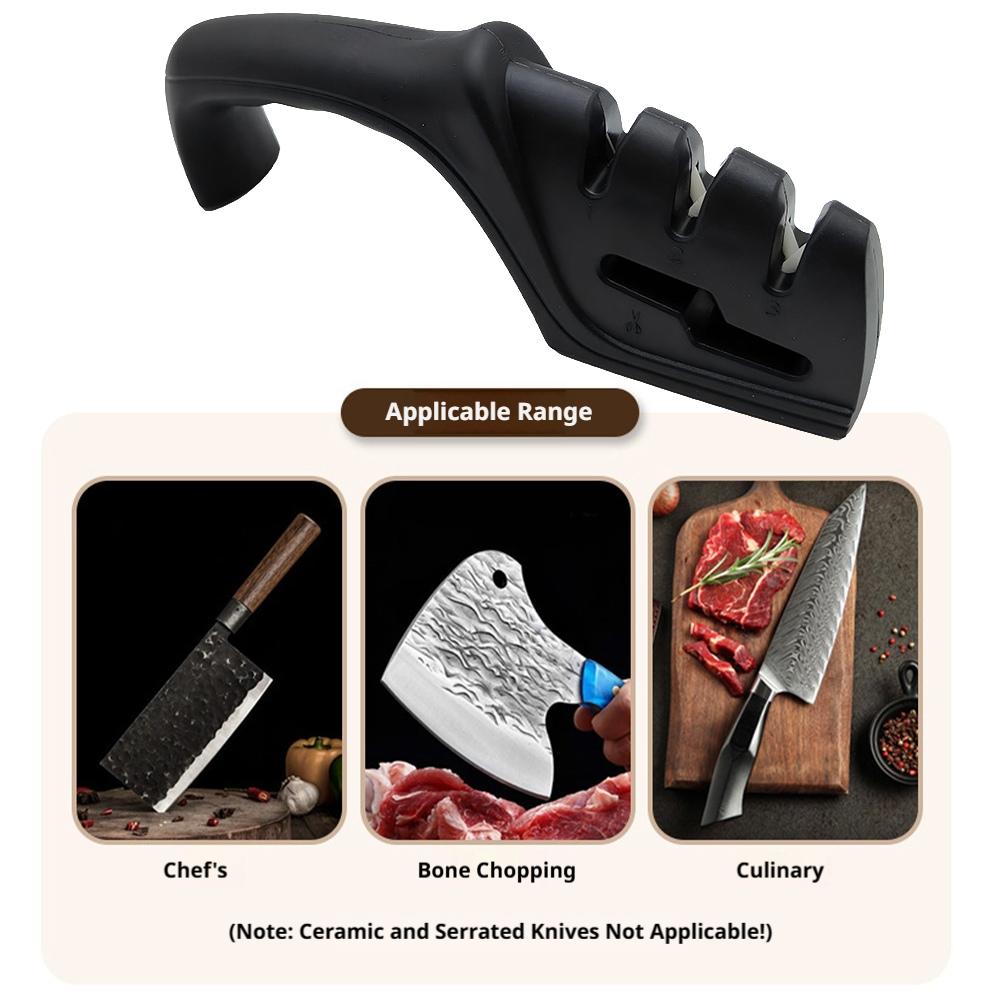 1-in-1 Knife Sharpener Professional Handheld Fast Sharpening Tool Non-Slip Base For Kitchen Knives Scissors Sharpeners