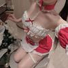 Shuo Yao Sexy Red Christmas Maid Lingerie Set - Women's Temptation Sleepwear 016