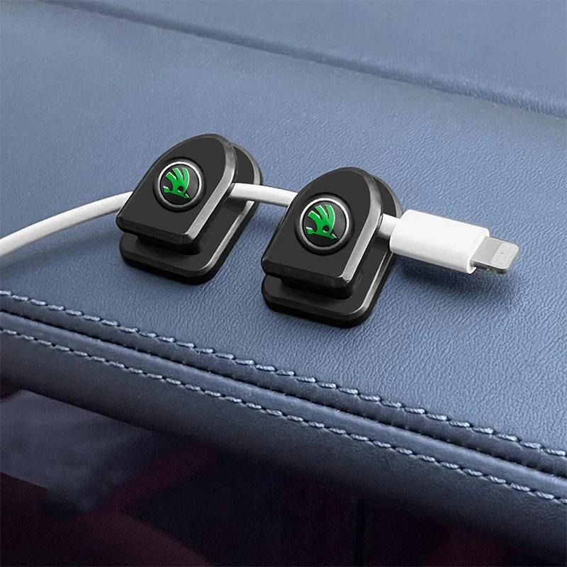 AEA1 4Pcs Car Hook Clips Storage Auto Interior Accessories For Skoda A7 Fabia Superb Yeti Octavia Enyaq Rapid Kodiaq Kamiq Karoq Vrs