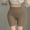 Женские зимние шорты-шорты, трикотажные, с высокой талией, эластичные, однотонные, сохраняющие тепло, защищающие от воздействия окружающей среды, базовые шорты для повседневной носки дома и не только