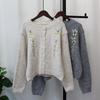 Autumn and Winter New Sweet Age-reducing Crew Neck Embroidered Knitted Cardigan Soft Waxy Sweater Jacket Women