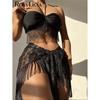 Sexy With Sarong Fringe Tassel Bikini Female Swimsuit Women Swimwear Three-pieces Bikini Set Bather Bathing Suit Swim Lady