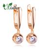 MINTHA Clip Earrings Trendy Fashion Jewelry Cubic Zirconia Hollow Long Drop Earrings For Women Rose Gold Color Earrings