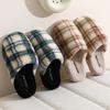 Plaid Home Cotton Slippers Winter Indoor Home Household Bedroom Plush Warm Fluffy Slippers Winter