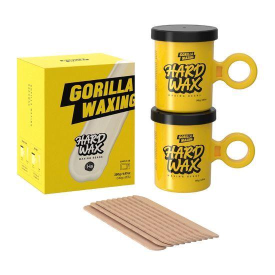 Воск для депиляции Gorilla Waxing Бразильский твердый воск 140 г x 2 + Деревянные шпатели 10