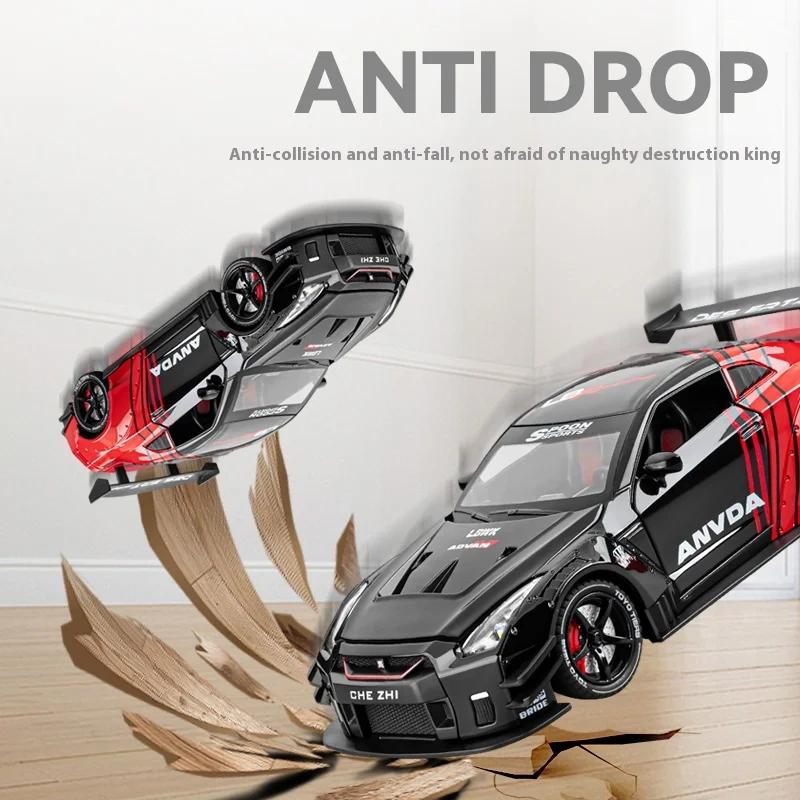 Спрей 1/24 Nissan GTR R35 Skyline Ares Supercar литой сплав модель автомобиля звук свет библиотека книжный шкаф дисплей украшения подарки