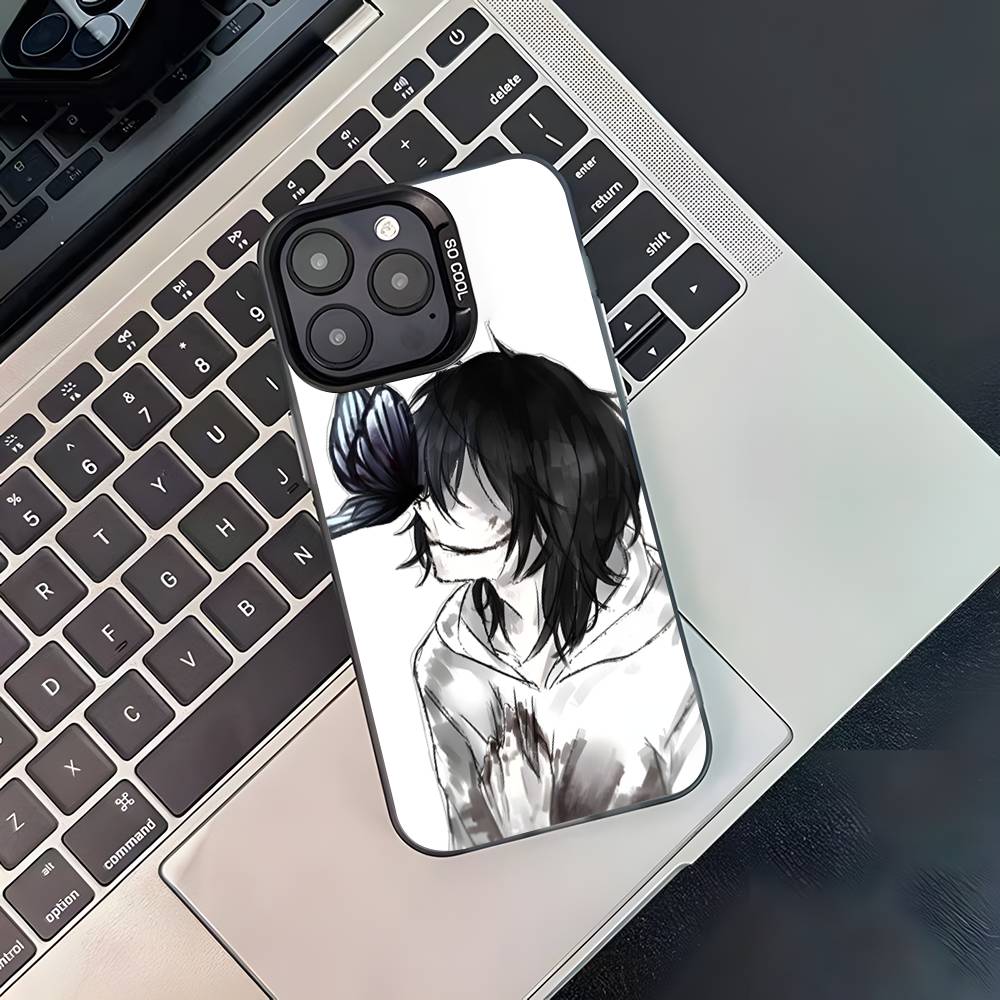 Жуткий городской убийца Джефф Для iPhone 17,16,15,14,13,12,11,Pro,MAX,Plus Черный Ударопрочный Конфетный Матовый Чехол