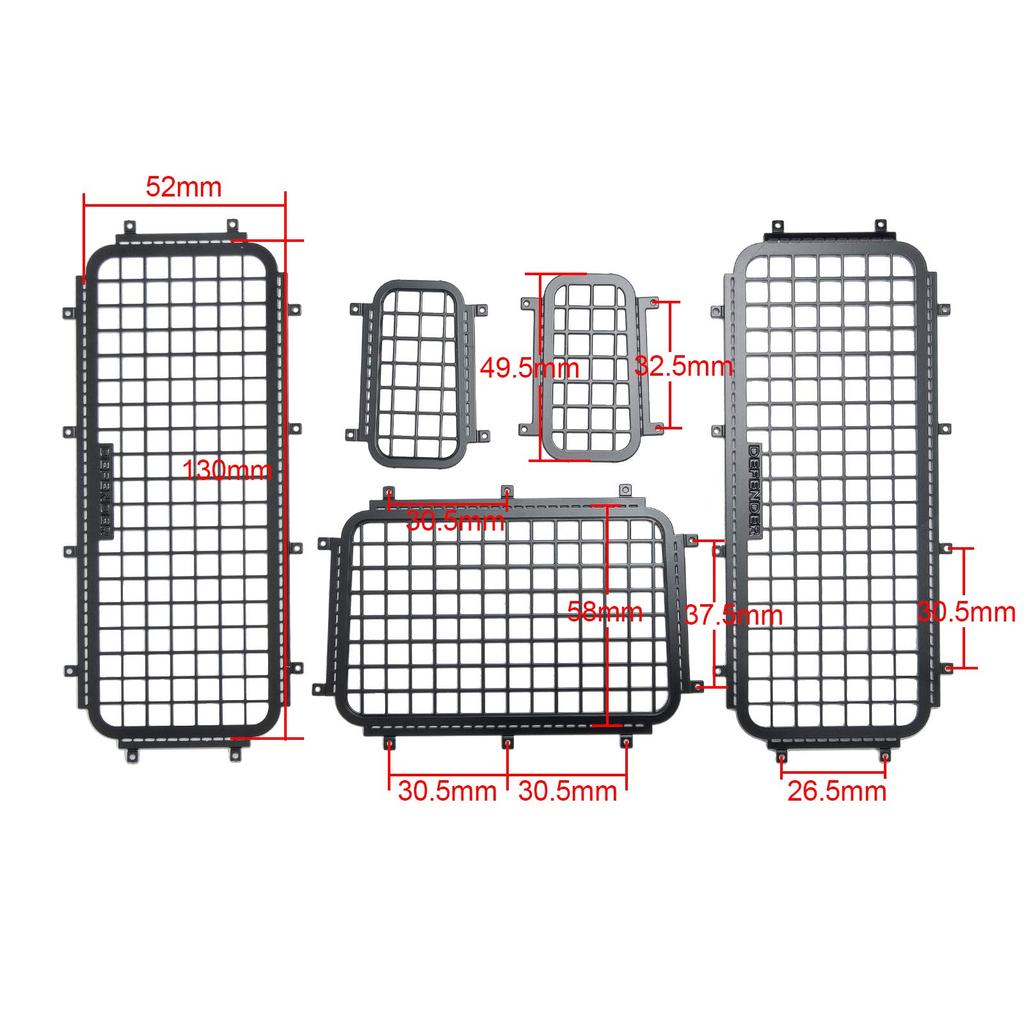 TRZX Stainless Steel RC Window Mesh Protective Net Mesh Window Cover for 1/10 Traxxas TRX-4 RC Crawler Car