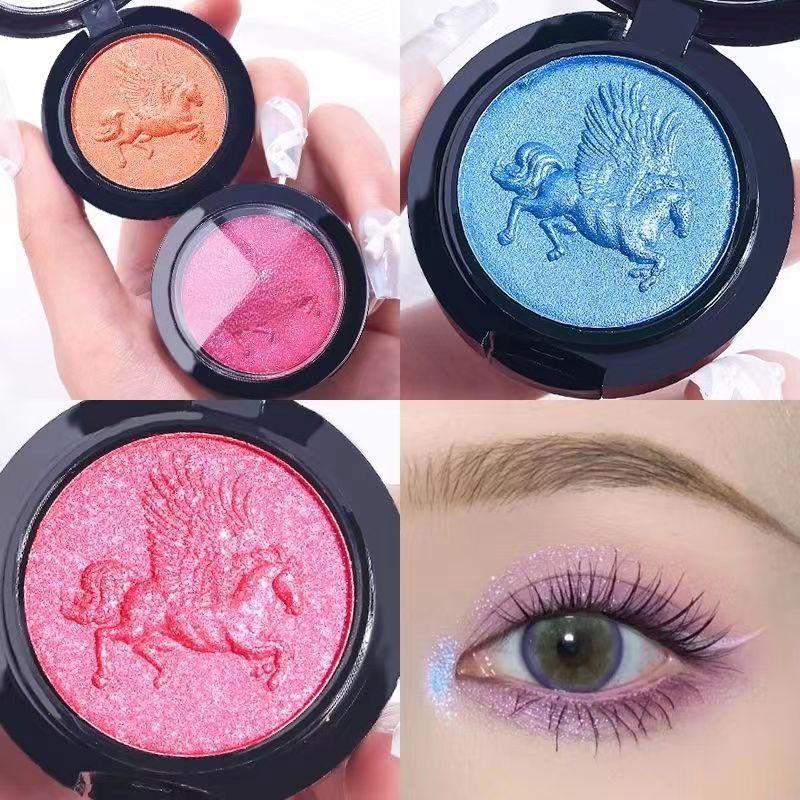 3D Relief Glitter Eyeshadows Powder Metallic Ultra-Fine Highlighters Chrome Shiny Powder Multifunction Women Make Up Blue Purple