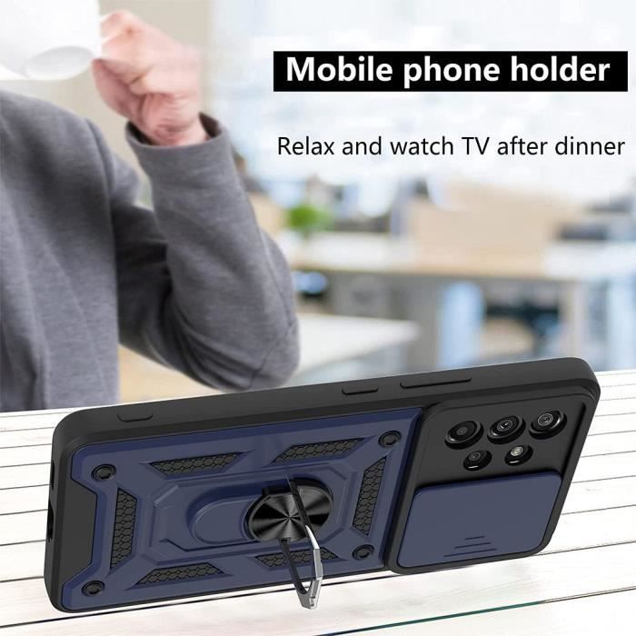 Protective Case - BOOLING - for Samsung Galaxy A53 5G - Navy Blue - Army - Shockproof with Ring Stand