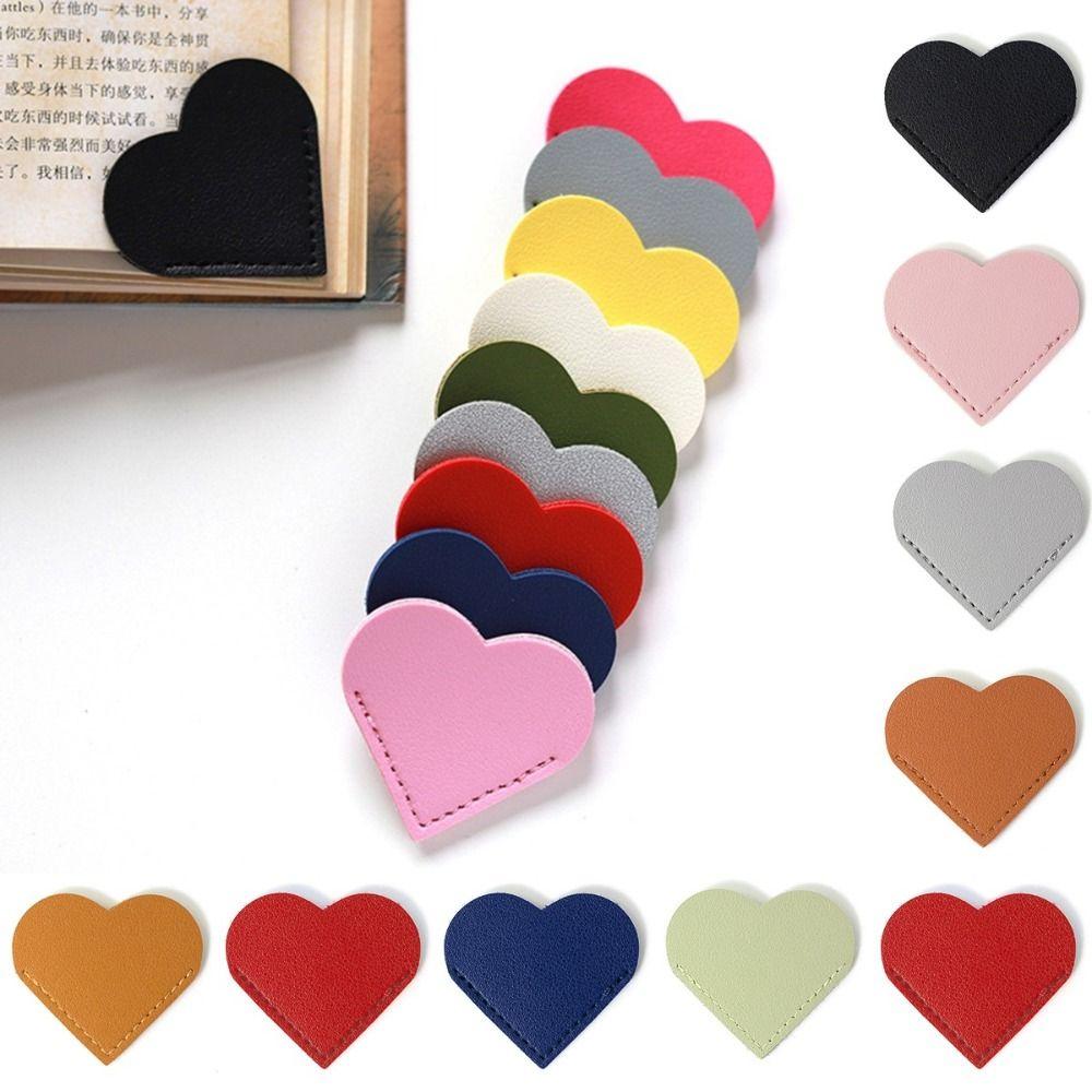 Heart-shaped Leather Bookmark Vintage Book Page Marker Portable Corner Page Marker Books
