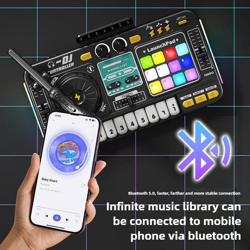 Детский DJ-контроллер Музыкальная игрушка Микшер с микрофоном Светодиодная подсветка Электронная музыкальная игра DJ-вертушка Для детей Подарки на день рождения