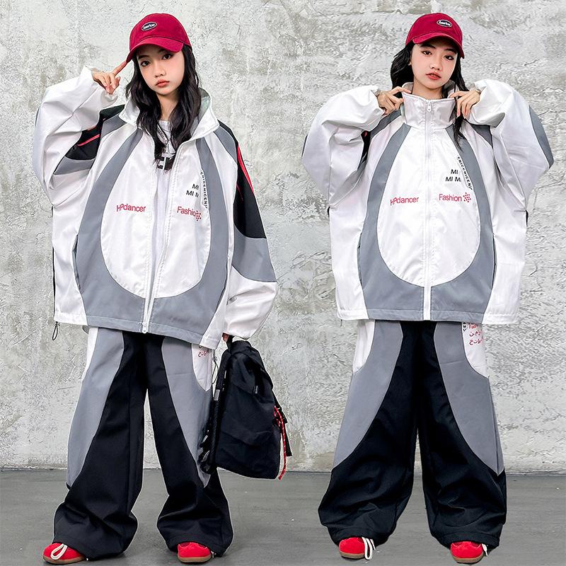 Детский Хип-Хоп Костюм для Выступлений - Спортивный Комплект Осень/Зима, Крутая Уличная Танцевальная Форма для Мальчиков и Девочек