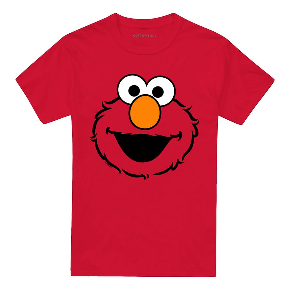 Sesame Street Unisex Adult Elmo Face Ringspun Cotton T-Shirt