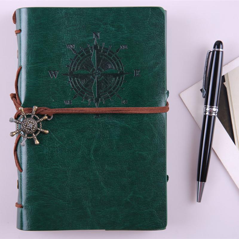 Retro Traveler's Notebook and Journal Diary Planner Note Book PU Leather Pirate Anchors Spiral Journal Notebooks Stationery Gift